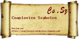 Csaplovics Szabolcs névjegykártya