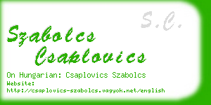 szabolcs csaplovics business card